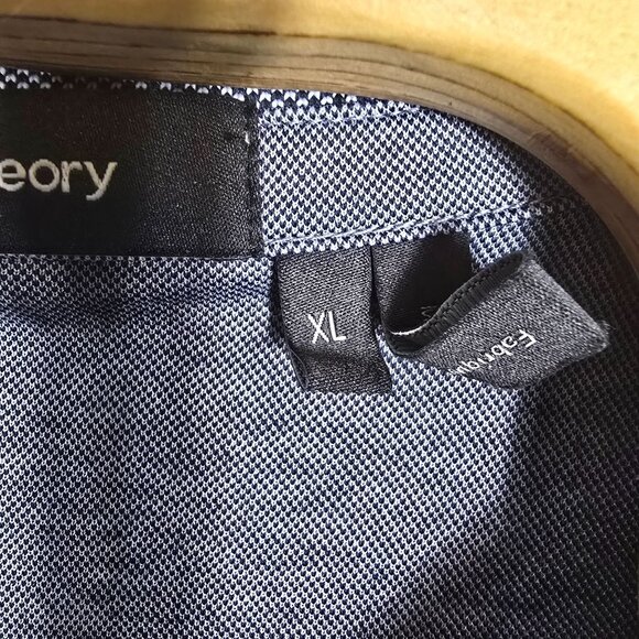 Theory Mens XL Gray Short-Sleeve Polo Shirt With Contrast Collar  Button Closure - Picture 5 of 6